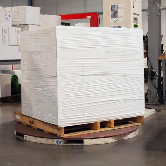 Venuscello® 1 Roll x Pallet Stretch Shrink Wrap Extended Core 400mm x 20mu White Opaque Roll Cling Wrapping Film Wrapping for Moving House, Furniture & Industrial Uses