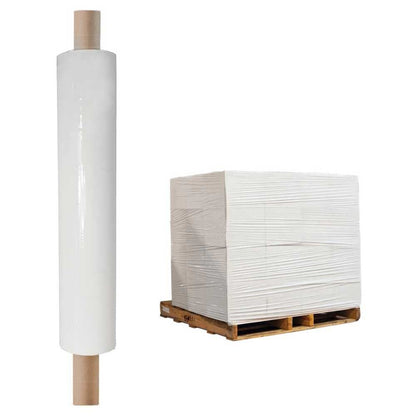 Venuscello® 1 Roll x Pallet Stretch Shrink Wrap Extended Core 400mm x 20mu White Opaque Roll Cling Wrapping Film Wrapping for Moving House, Furniture & Industrial Uses