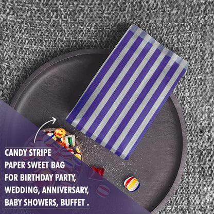 Venuscello® Candy Stripe Paper Bags 5" X 7" - (Pack of 100)