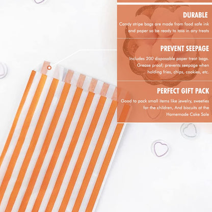 Venuscello® Candy Stripe Paper Bags 5" X 7" - (Pack of 100)