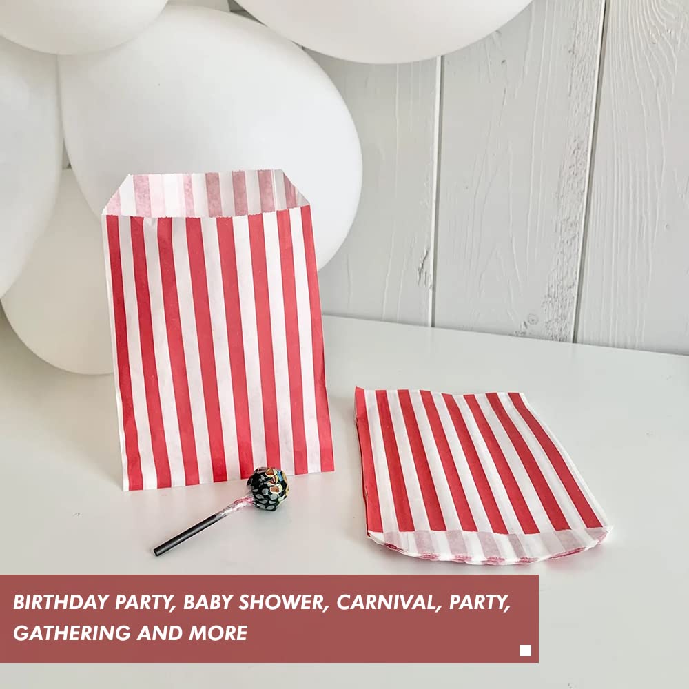 Venuscello® Candy Stripe Paper Bags 5" X 7" - (Pack of 100)