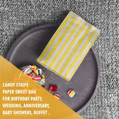 Venuscello® Candy Stripe Paper Bags 5" X 7" - (Pack of 100)