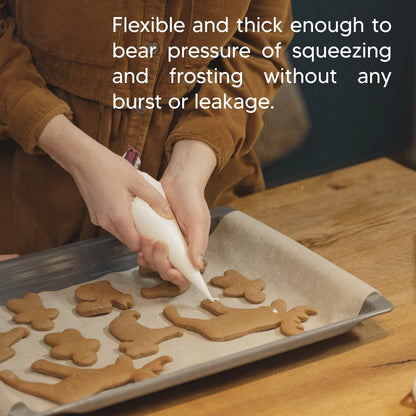 Venuscello® Icing Piping Savoy Disposable Clear Mash Non Sticky Thick 21" Bags for Decorating Cookies, Cake, Pastry Ideal for Baking Easy to Grip and Comfortable
