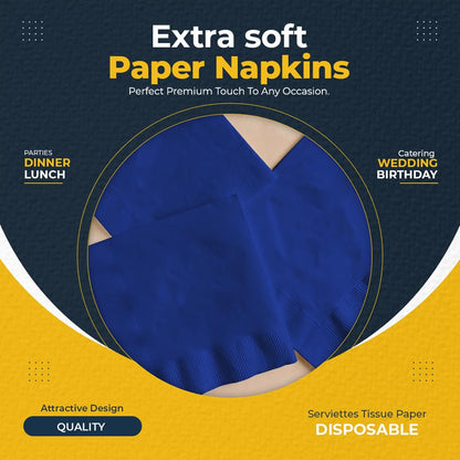 Venuscello® 200 x Serviettes Tissue Paper Napkins Disposable Recyclable 2-Ply 33cm for Catering Wedding Birthday Parties Dinner Lunch
