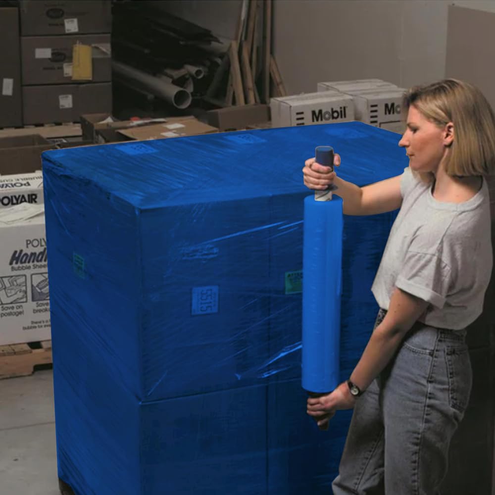Venuscello® Pallet Stretch Wrapping Roll 400mm x 200m 20mu Blue Extended Core Heavy Duty Shrink Wrap for Secure Packaging & Moving