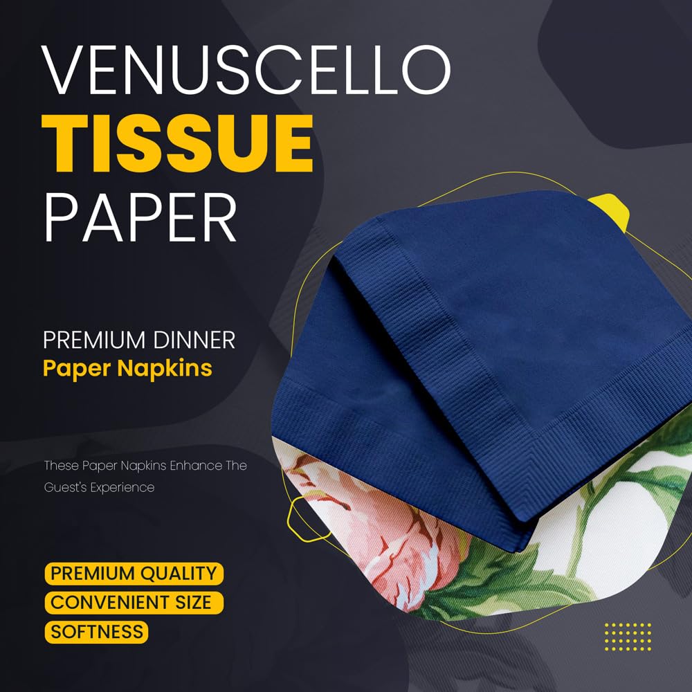 Venuscello® 200 x Serviettes Tissue Paper Napkins Disposable Recyclable 2-Ply 33cm for Catering Wedding Birthday Parties Dinner Lunch
