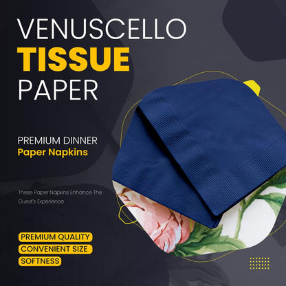 Venuscello® 200 x Serviettes Tissue Paper Napkins Disposable Recyclable 2-Ply 33cm for Catering Wedding Birthday Parties Dinner Lunch