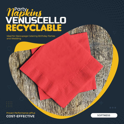 Venuscello Red Serviettes/Napkins 40cm x 40cm Paper 3ply