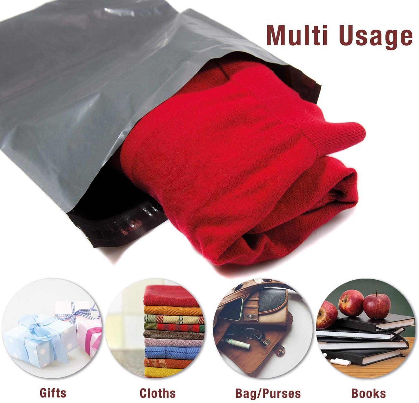 Mixed Grey Poly Mailers Shipping Mailing Bags - Self Sealing Postal Postage Plastic Bags - 100PC