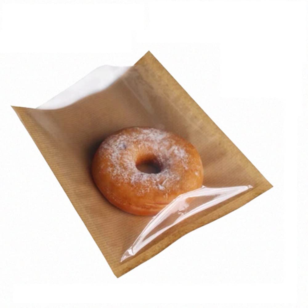 Venuscello® Film Front Cellophane Paper Clear Window Bag for Sandwich, Cake, Cookies, Dessert, Chocolate, Sweets & Other Foods