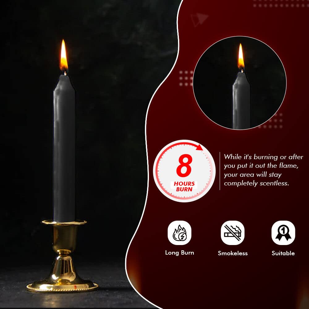 Venuscello® 25 x Tapered Dinner Candles Non Drip Unscented Long Burning, Smokeless Which is Made from Pure Paraffin Wax - Multicoloured - 190mm