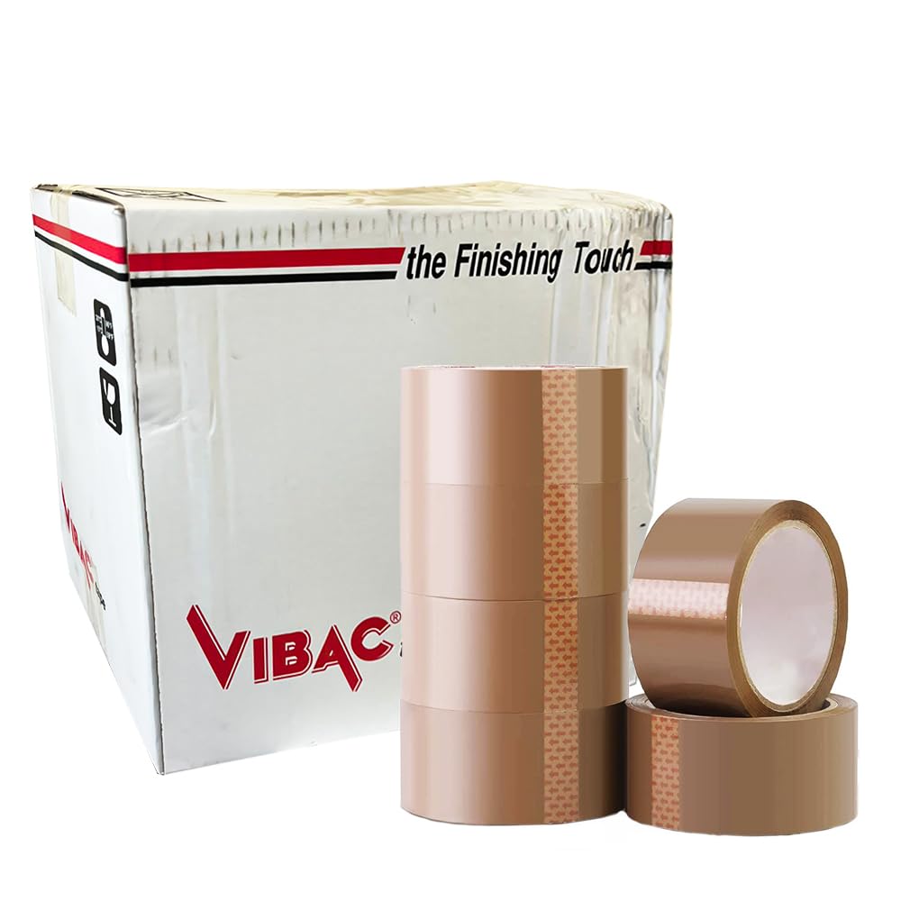 Venuscello Vibac Brown Parcel Packaging Tape Industrial Purpose Rolls 48mm x 66m Ideal for Cardboard Box Packing House Moving Courier Packaging Heavy Duty Shipping Sellotape