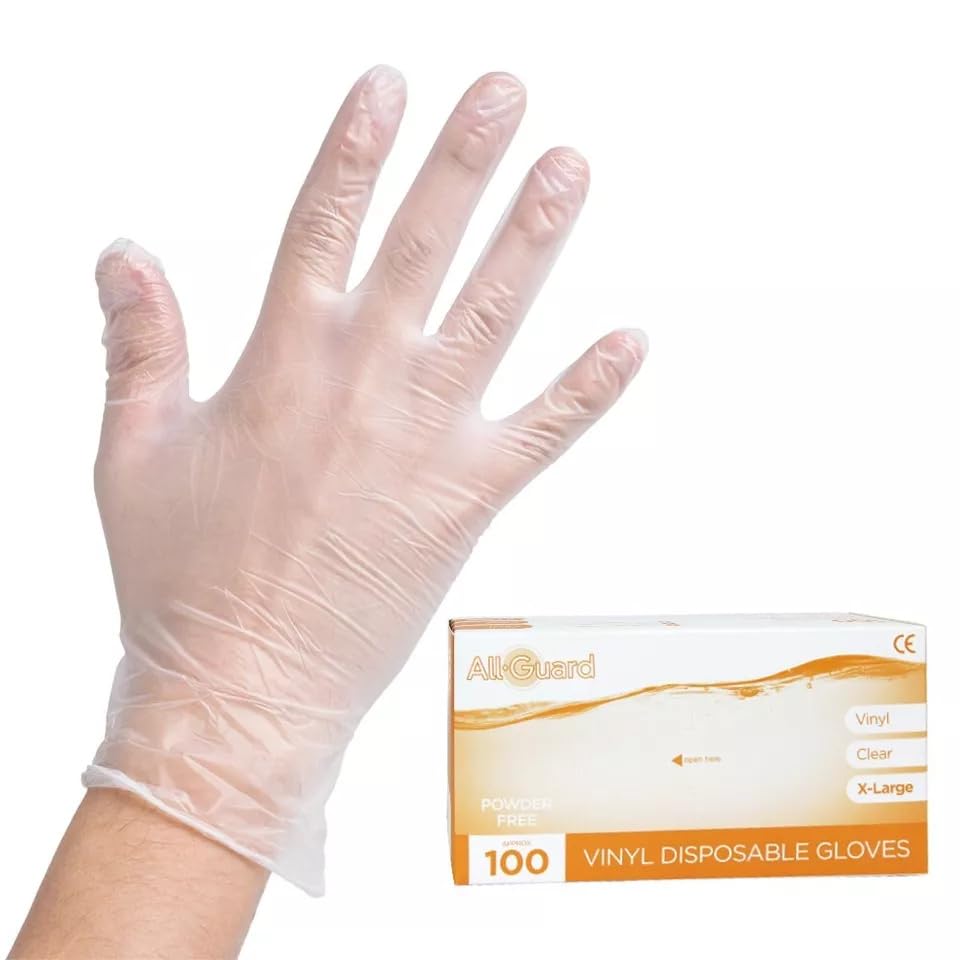 Venuscello Vinyl Disposable Gloves Clear - Powder Free & Latex Free – Strong & Durable Plastic Gloves for Food Prep, Tattoo, Hairdressing & Medical Use – Non-Sterile & Ambidextrous