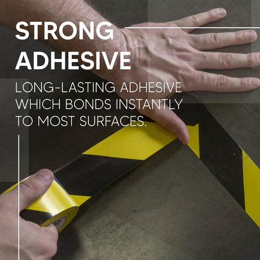 Venuscello® 48mm x 33m Floor Marking LDPE Black & Yellow Heavy Duty High Visibility Floor Hazard Lane Tape