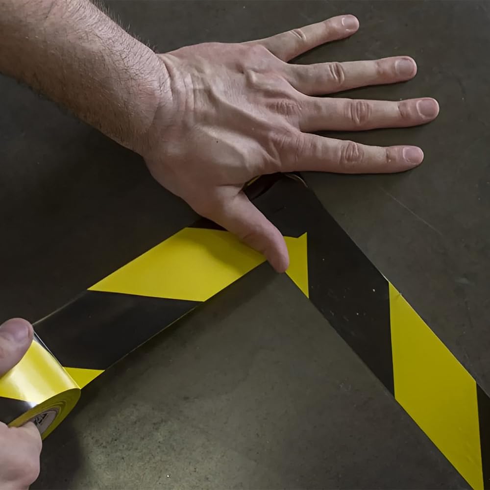 Venuscello® 48mm x 33m Floor Marking LDPE Black & Yellow Heavy Duty High Visibility Floor Hazard Lane Tape