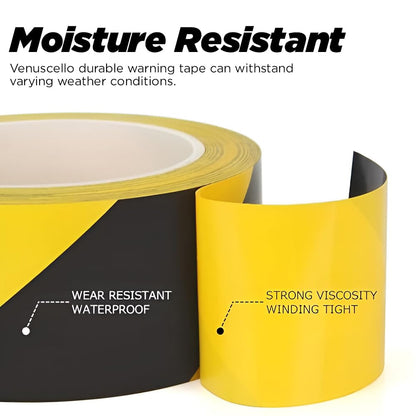 Venuscello® 48mm x 33m Floor Marking LDPE Black & Yellow Heavy Duty High Visibility Floor Hazard Lane Tape
