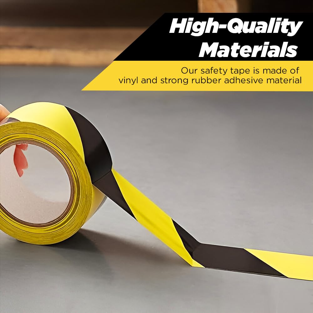 Venuscello® 48mm x 33m Floor Marking LDPE Black & Yellow Heavy Duty High Visibility Floor Hazard Lane Tape