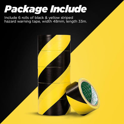Venuscello® 48mm x 33m Floor Marking LDPE Black & Yellow Heavy Duty High Visibility Floor Hazard Lane Tape