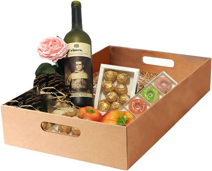 Venuscello® Cardboard Trays Brown Color, Gift Hamper for Put Drinks Cans, Vegetables & Fruits Storage - 16" x 10.5" x 4"