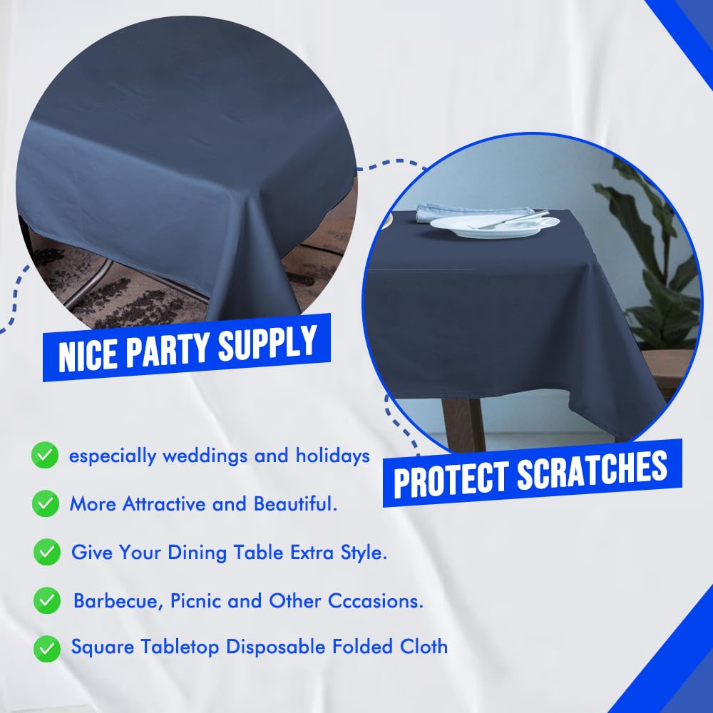 Venuscello® 25 x Paper Table Cover Square Tabletop Disposable Folded Cloth to Protect Table for Birthday Party - 90cm x 90cm