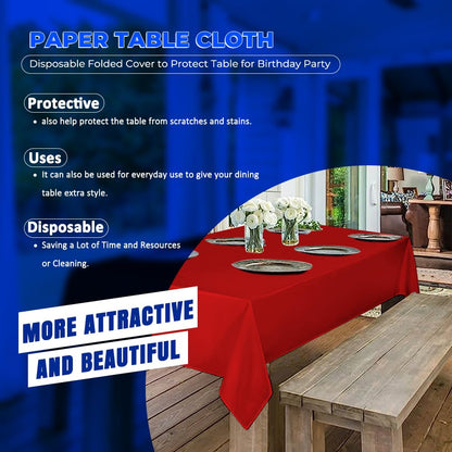 Venuscello® 25 x Paper Table Cover Square Tabletop Disposable Folded Cloth to Protect Table for Birthday Party - 90cm x 90cm