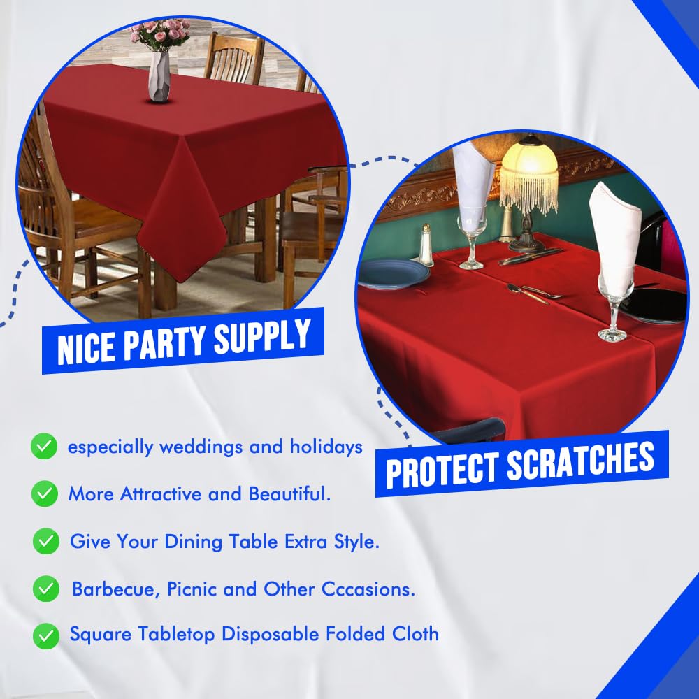 Venuscello® 25 x Paper Table Cover Square Tabletop Disposable Folded Cloth to Protect Table for Birthday Party - 90cm x 90cm