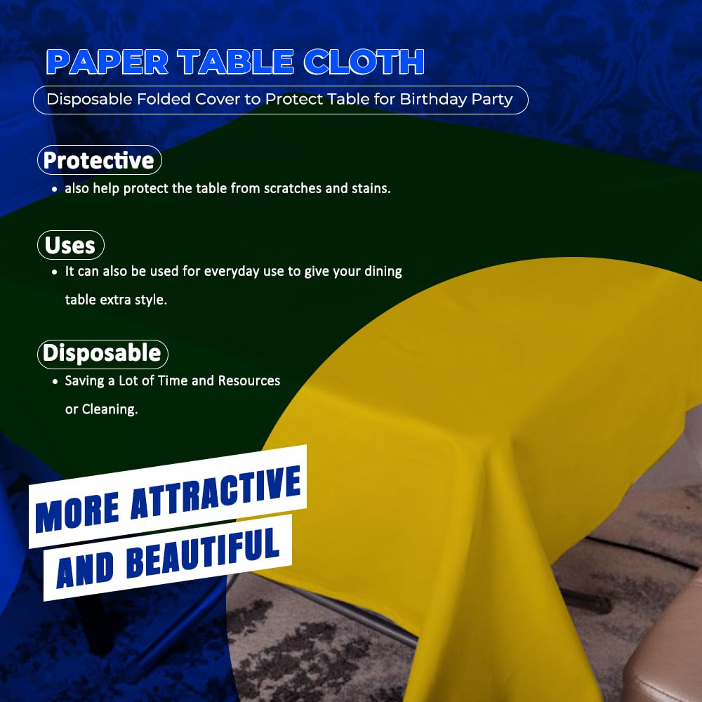Venuscello® 25 x Paper Table Cover Square Tabletop Disposable Folded Cloth to Protect Table for Birthday Party - 90cm x 90cm