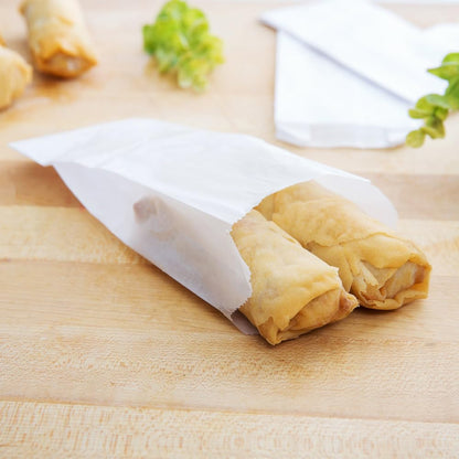 Venuscello® Greaseproof White Kraft Paper Bags for Takeaway Food & Grocery