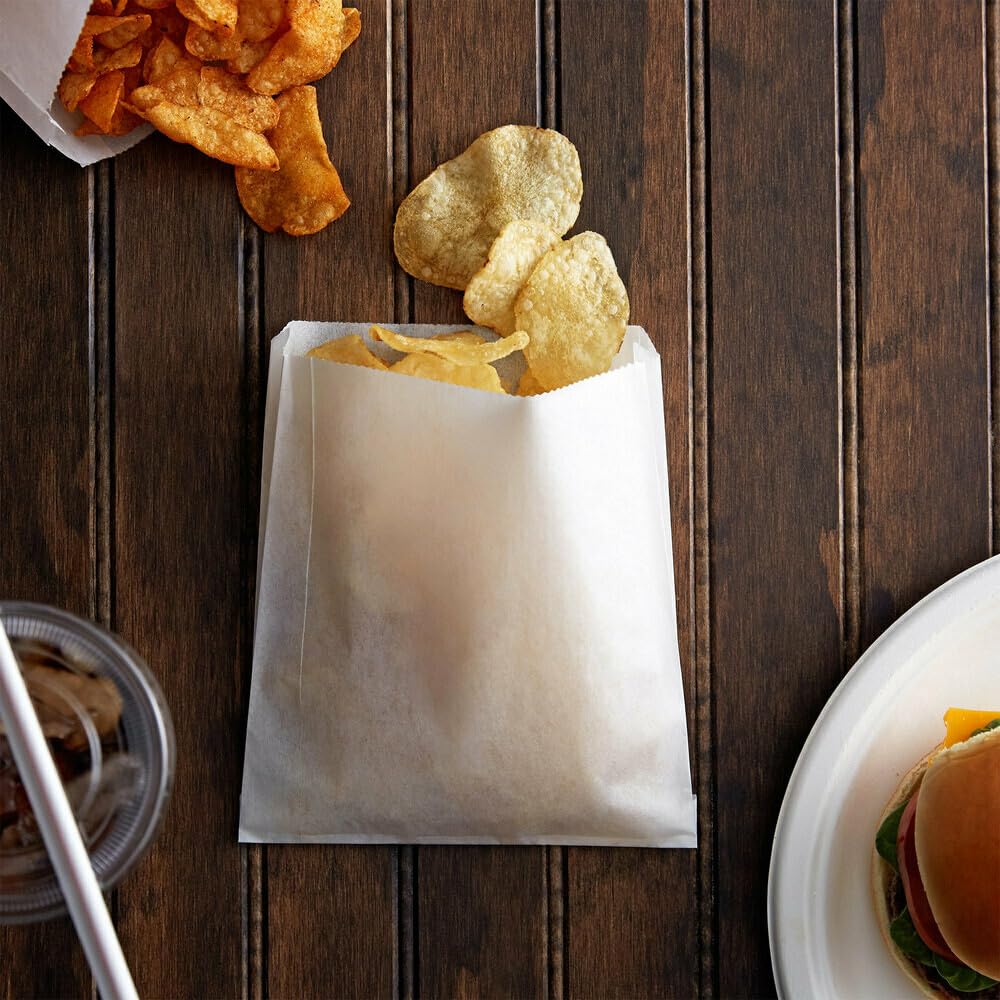 Venuscello® Greaseproof White Kraft Paper Bags for Takeaway Food & Grocery