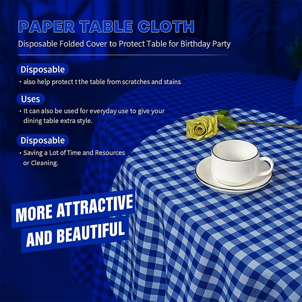 Venuscello® 25 x Paper Table Cover Square Tabletop Disposable Folded Cloth to Protect Table for Birthday Party - 90cm x 90cm