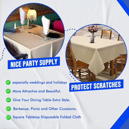 Venuscello® 25 x Paper Table Cover Square Tabletop Disposable Folded Cloth to Protect Table for Birthday Party - 90cm x 90cm