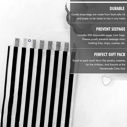 Venuscello® Candy Bags Striped Sweet Paper Bag for Sweets Christmas Party Halloween Wedding & Baby Shower