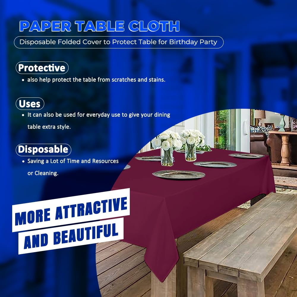 Venuscello® 25 x Paper Table Cover Square Tabletop Disposable Folded Cloth to Protect Table for Birthday Party - 90cm x 90cm
