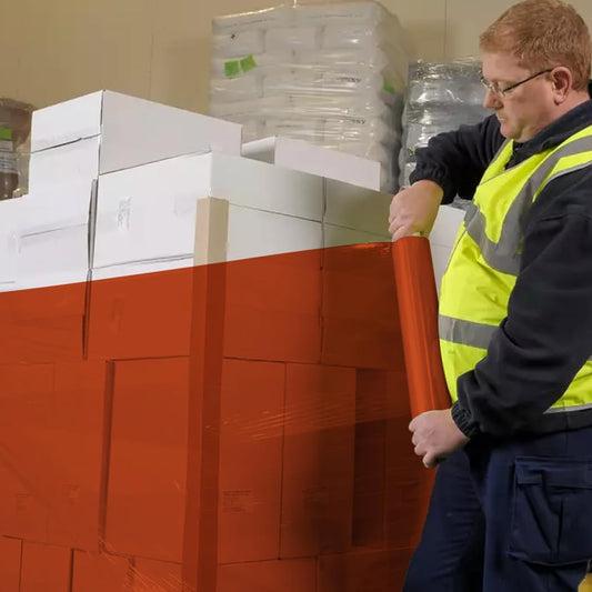Venuscello 400mm Pallet Wrap Orange Stretch Shrink Wrapping Roll | Extended Core 25mu Thick, 200m Cling Film | Water Proof & Tear Resistant for Secure Industrial Packaging & House Moving