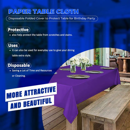 Venuscello® 25 x Paper Table Cover Square Tabletop Disposable Folded Cloth to Protect Table for Birthday Party - 90cm x 90cm