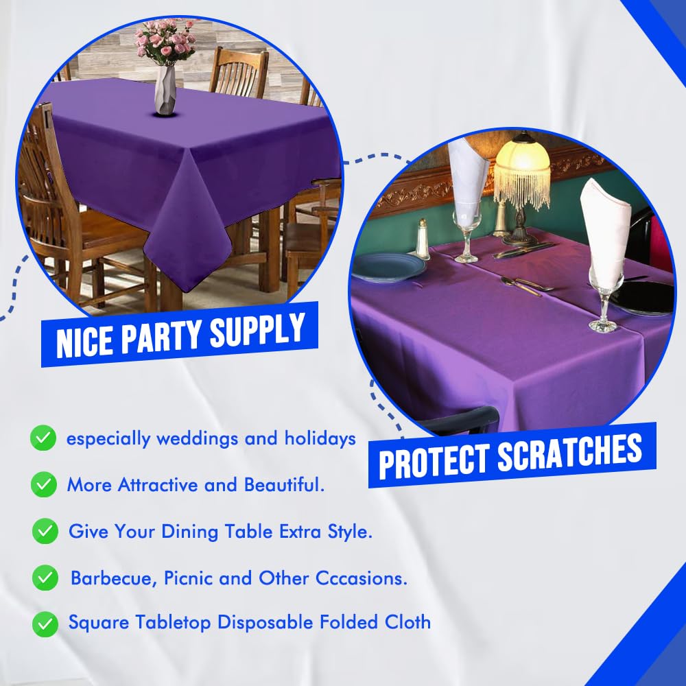 Venuscello® 25 x Paper Table Cover Square Tabletop Disposable Folded Cloth to Protect Table for Birthday Party - 90cm x 90cm
