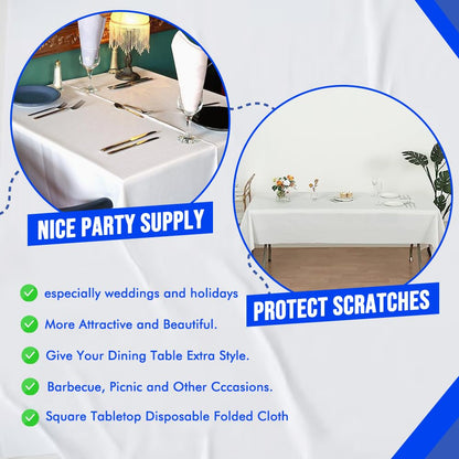Venuscello® 25 x Paper Table Cover Square Tabletop Disposable Folded Cloth to Protect Table for Birthday Party - 90cm x 90cm
