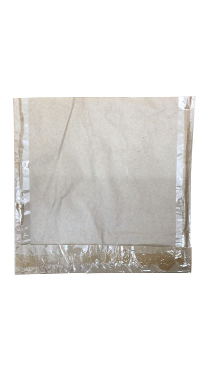 Venuscello® Film Front Cellophane Paper Clear Window Bag for Sandwich, Cake, Chocolate, Dessert, Cookies, Sweets & Other Foods - Brown