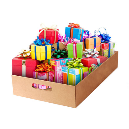Venuscello® Cardboard Trays,Gift hamper,Cans Drinks Brown Boxes Vegetable & Fruit Product Storage Trays 16" x 10.5" x 4" (40x26x10) cm