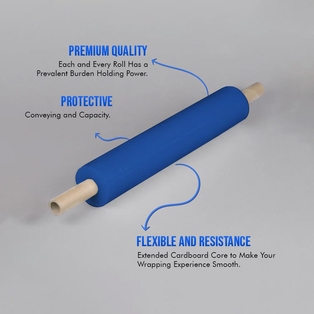 Venuscello® Pallet Stretch Wrapping Roll 400mm x 200m 20mu Extended Core Heavy Duty Shrink Wrap for Secure Packaging & Moving