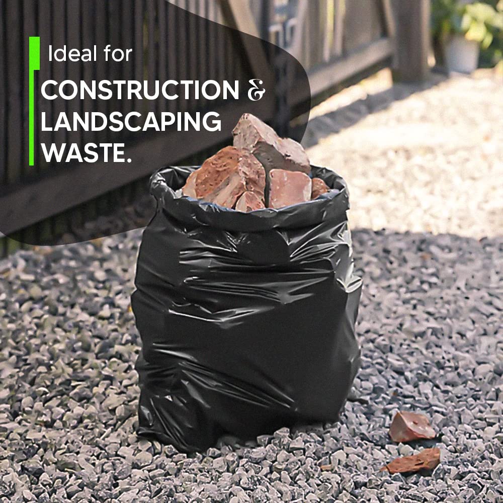 Venuscello® Rubble Sacks Heavy Duty | Plastic Black Refuse Builder Bags 20" x 30" 400 Gauge Rubbish Bags for Gardening Construction Garbage Waste