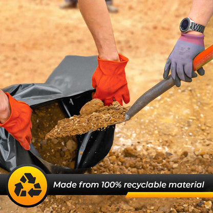 Venuscello® Rubble Sacks Heavy Duty | Plastic Black Refuse Builder Bags 20" x 30" 400 Gauge Rubbish Bags for Gardening Construction Garbage Waste