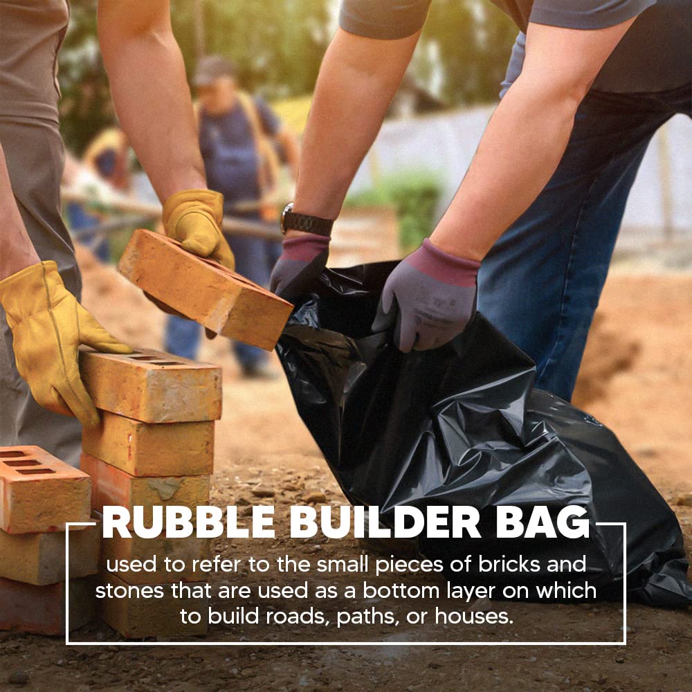 Venuscello® Rubble Sacks Heavy Duty | Plastic Black Refuse Builder Bags 20" x 30" 400 Gauge Rubbish Bags for Gardening Construction Garbage Waste