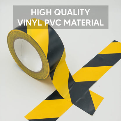Venuscello 48mm x 33m Floor Marking LDPE Black & Yellow Heavy Duty High Visibility Floor Hazard Lane Tape