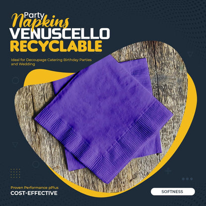 Venuscello Swantex Paper Napkins Parties Napkins Multicolored 33cm & 40cm 2-Ply Disposable Ideal for Birthday, Wedding Catering & Dinner