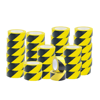 Venuscello 48mm x 33m Floor Marking LDPE Black & Yellow Heavy Duty High Visibility Floor Hazard Lane Tape