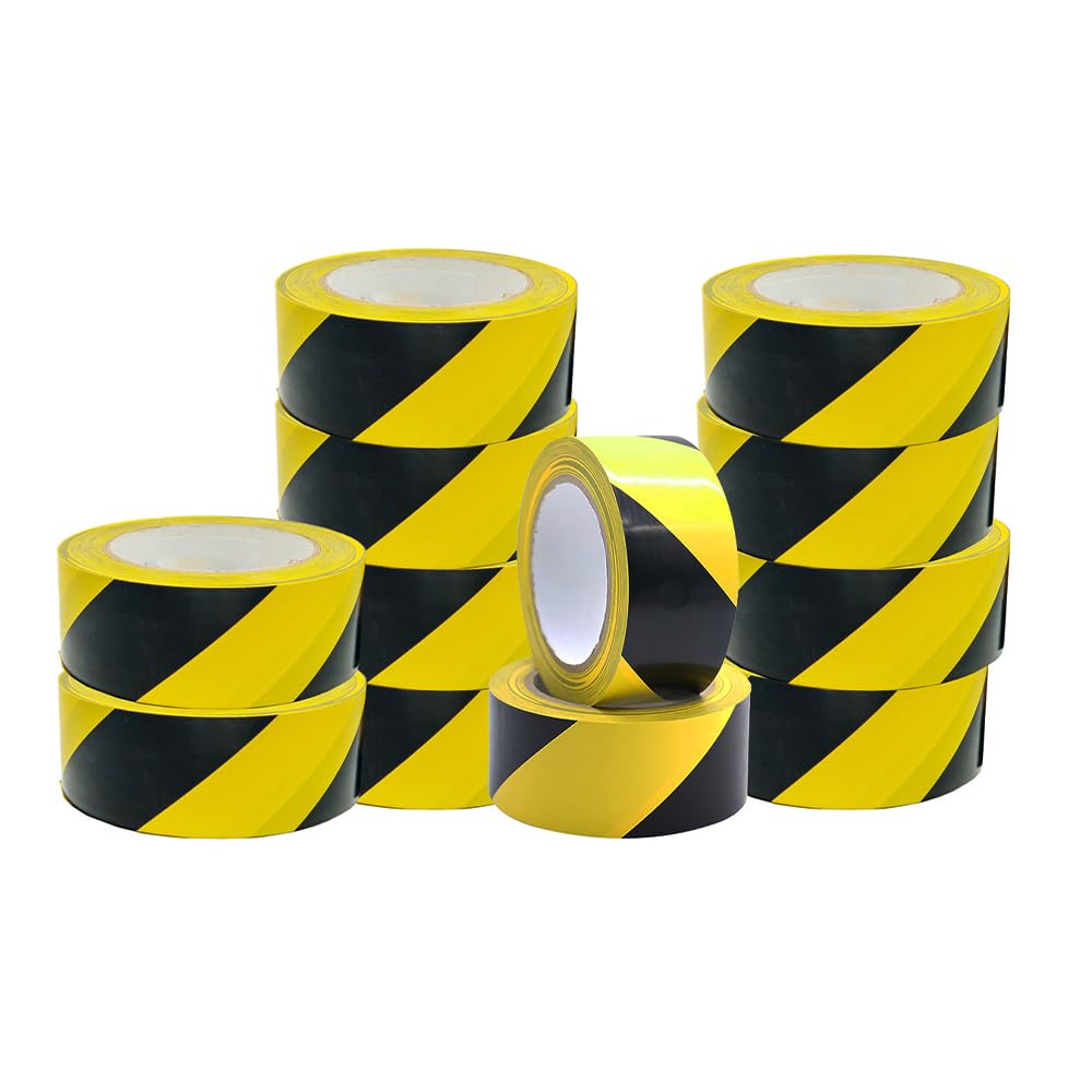 Venuscello 48mm x 33m Floor Marking LDPE Black & Yellow Heavy Duty High Visibility Floor Hazard Lane Tape
