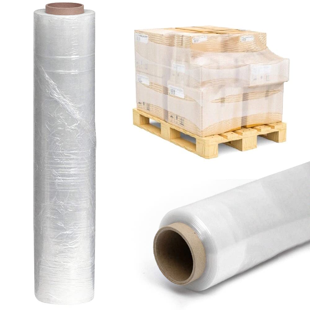 Venuscello® Pallet Wrap Roll Stretch Shrink Wrapping Roll 500mm x 300m 23mu Clear Non Extended Core Cling Film for Industrial Uses & Moving