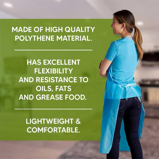 Venuscello Heavy Duty Disposable Aprons For Adults Polythene Aprons For PPE Protection. Full Body Protective Aprons For Women & Men - 16 Microns Thick, 686 x 1170mm Long