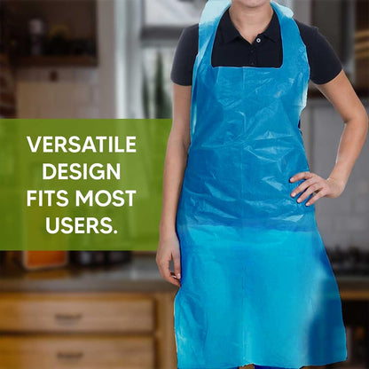Venuscello Heavy Duty Disposable Aprons For Adults Polythene Aprons For PPE Protection. Full Body Protective Aprons For Women & Men - 16 Microns Thick, 686 x 1170mm Long